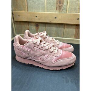 Reebok Classic Womens Pink Suede & Satin Sneakers Size 5